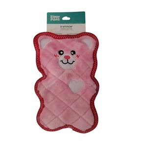 Zippy Paws Z Stitch Durable Pink Bear Dog‎ Toy No Stuffing Multi Layered Fabric